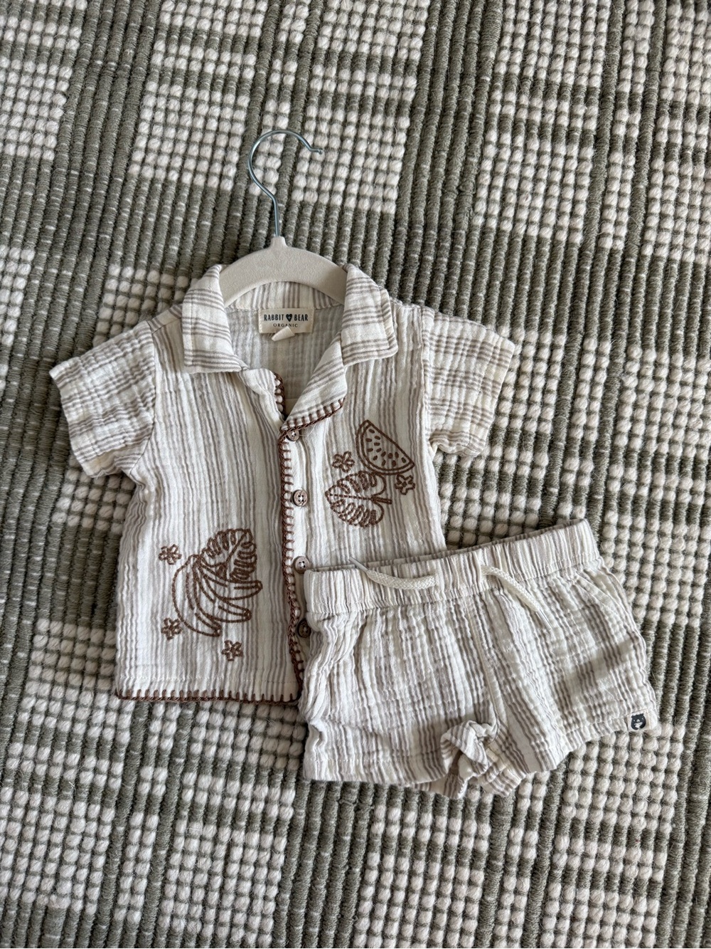 Organic Cotton Cream Striped Baby Set